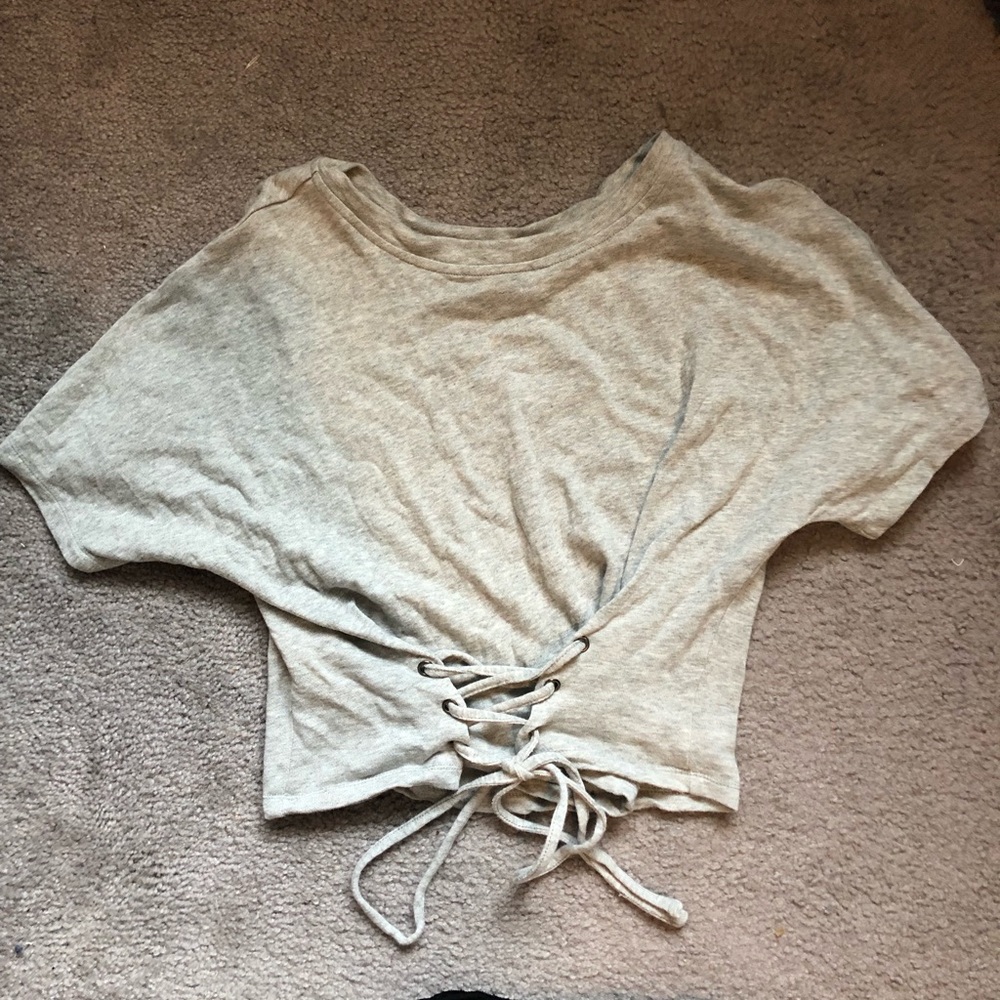 Grey tie front corset t-shirt from Revolve size XS